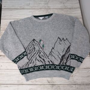 Vintage Club International Expedition Mountain Climbers Motif Sweater Size Large